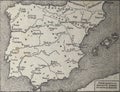 Vintage Map of Hispania at Roman domination, Spain