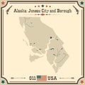 Vintage map of Juneau City and Borough in Alaska, USA. Royalty Free Stock Photo