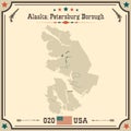 Vintage map of Petersburg in Alaska, USA. Royalty Free Stock Photo
