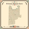 Vintage map of Sebastian County in Arkansas, USA.