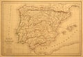 Vintage Map of Spain and Portugal. Royalty Free Stock Photo