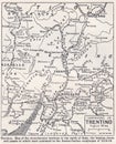 Vintage map of Trentino 1930s. Royalty Free Stock Photo