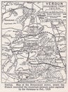 Vintage map of Verdun 1930s.