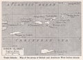 Vintage map of Virgin Islands 1930s.