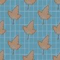 Vintage maple leaves seamless pattern on blue background. Autumn leaf wallpaper Royalty Free Stock Photo