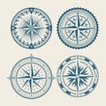 Vintage marine compass logo set