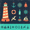 Vintage marine icons Royalty Free Stock Photo