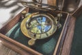 Vintage marine navigational compass outdoors