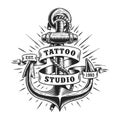 Vintage marine tattoo label Royalty Free Stock Photo