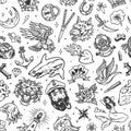 Vintage marine tattoos seamless pattern Royalty Free Stock Photo