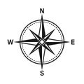 Vintage marine wind rose, nautical chart. Monochrome navigational compass with cardinal directions of North, East, South Royalty Free Stock Photo