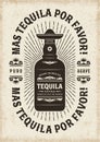 Vintage Mas Tequila Por Favor More Tequila Please Typography Royalty Free Stock Photo
