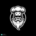 Vintage Master Chef Head Logo with Beard and Toque Royalty Free Stock Photo