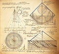 A vintage mathematics background with hand-drawn equations, formulas, and diagrams, generative ai