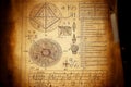 A vintage mathematics background with hand-drawn equations, formulas, and diagrams, generative ai