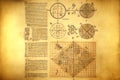 A vintage mathematics background with hand-drawn equations, formulas, and diagrams, generative ai