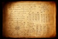 A vintage mathematics background with hand-drawn equations, formulas, and diagrams, generative ai