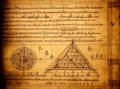 A vintage mathematics background with hand-drawn equations, formulas, and diagrams, generative ai