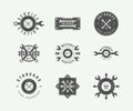 Vintage mechanic and car service logos, emblems, badges, labels, marks, prints and posters. Vector Illustration. Royalty Free Stock Photo