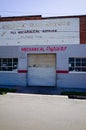 Vintage mechanics shop exterior