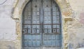 Vintage, medieval door Spanish city of Segovia. Old wooden entrance. ancient architecture