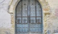 Vintage, medieval door Spanish city of Segovia. Old wooden entrance. ancient architecture Royalty Free Stock Photo