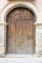 Vintage, medieval door Spanish city of Segovia. Old wooden entra Royalty Free Stock Photo
