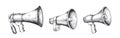 Vintage megaphone. Hand drawn loud speaker for announcements, bullhorn sketch news or public attention. Vector message Royalty Free Stock Photo