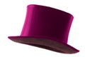 Vintage men fashion and magic show conceptual idea with side profile angle on victorian pink top hat with clipping path cutout in