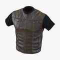 Vintage men`s leather waistcoat on a white. 3D illustration Royalty Free Stock Photo