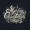 Vintage Merry Christmas inscription. Retro style poster with hand lettering and decoration elements.