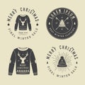 Vintage Merry Christmas or winter clothing shop logo, emblem Royalty Free Stock Photo