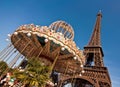 Vintage merry-go-round and the Eiffel tower