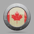 Vintage metal button with flag of Canada - grunge Royalty Free Stock Photo