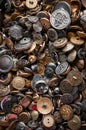 Vintage Metal Buttons Piled in Box Royalty Free Stock Photo