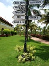 Vintage Metal sign board.Direction pointer at The Lalit  Resort in Goa Royalty Free Stock Photo