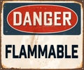 Vintage Rusty Danger Flammable Metal Sign.