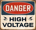 Vintage Rusty Danger High Voltage Metal Sign.