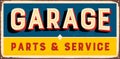 Vintage Rusty Garage Parts and Service Metal Sign. Royalty Free Stock Photo
