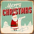 Vintage Rusty Merry Christmas Metal Sign. Royalty Free Stock Photo