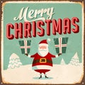 Vintage Rusty Merry Christmas and Santa Claus Metal Sign. Royalty Free Stock Photo