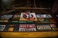 Vintage Metal Signs High in a Barn