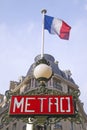 Vintage Metro Sign, Paris, France Royalty Free Stock Photo