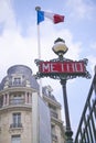 Vintage Metro Sign, Paris, France Royalty Free Stock Photo