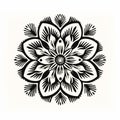 Vintage Mexican Folklore-inspired Black And White Mandala Print