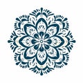 Vintage Mexican Folklore-inspired Blue Mandala Pattern On White Background