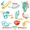 Vintage Mexican Food objects with lettering.