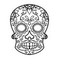 Vintage mexican sugar skull isolated on white background. Design element for logo, label, sign, poster. Vector