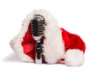 Vintage mic with santa hat Royalty Free Stock Photo