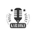 Vintage Microphone Karaoke Premium Quality Bar Club Monochrome Promotion Retro Sign Vector Design Template
